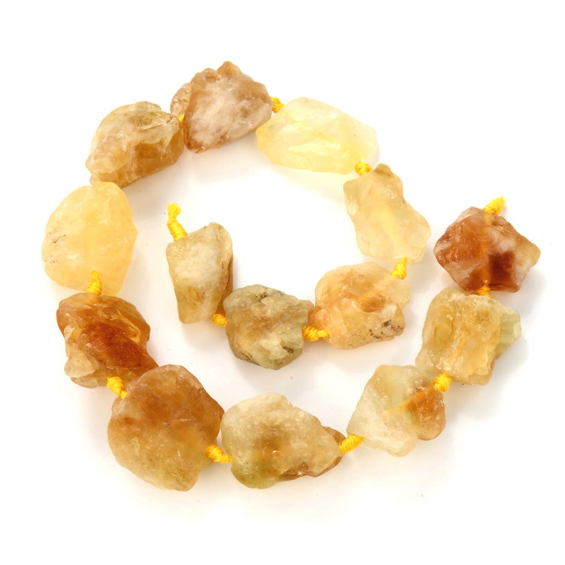 2 Strands Adabele Natural Raw Yellow Citrine Crystal Quartz Nugget Rough Gems Stone (30 Inch Total) Chakras Healing Gemstone Loose Beads GA-C4 2