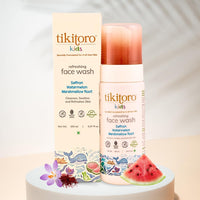 Tikitoro Kids Refreshing face wash| Pediatrician Approved | 100% Vegan with Saffron, Watermelon and Marshmallow Root | Cleanses, Purifies & Moisturises Skin | No Parabens & Sulphates (150 ml x 2)