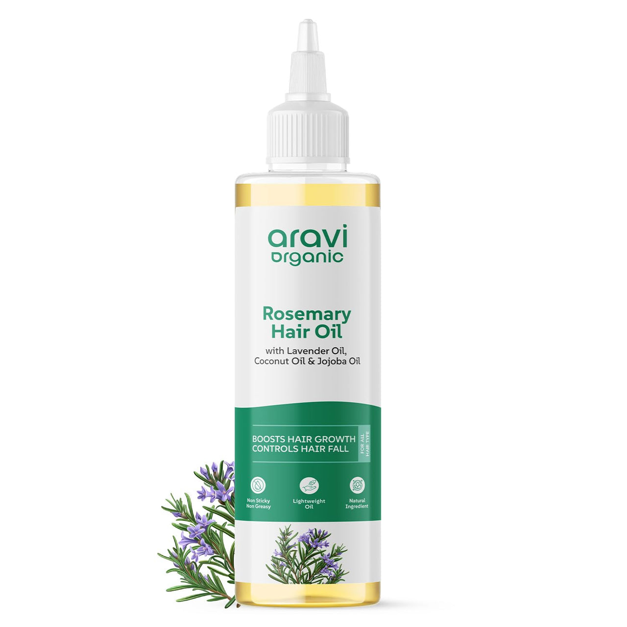 Aravi Organic Rosemary Lavender Hair Oil For Healthy Scalp, Hair Roots - 100% Pure & Natural - For Hair Growth & Hair Fall Control - 200 ml