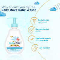 Baby Dove Rich Moisture Hair to Toe Baby Wash 200 ml, No Tears Body Wash for Baby's Soft Skin - Hypoallergenic, No Sulphates, No Parabens (Pack of 2)