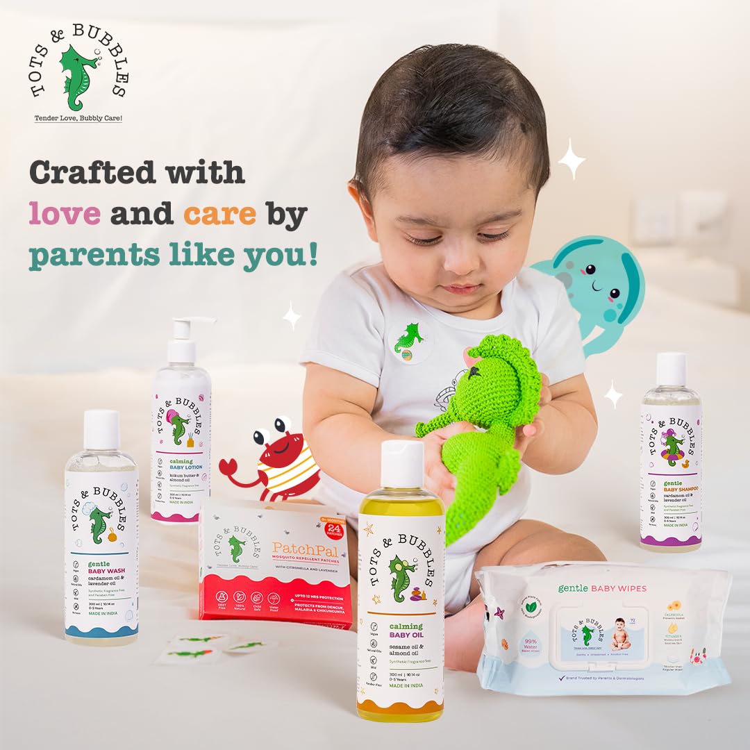 Tots & Bubbles Calming Baby Body Moisturizing Lotion – 300ml | Pediatrician Recommended Baby Cream | Kokum Butter & Sweet Almond Oil | Helps in Skin Nourishment | Coconut & Cardamom Oil, Konjac Root Extracts | No Artificial Fragrance, 0-5 years