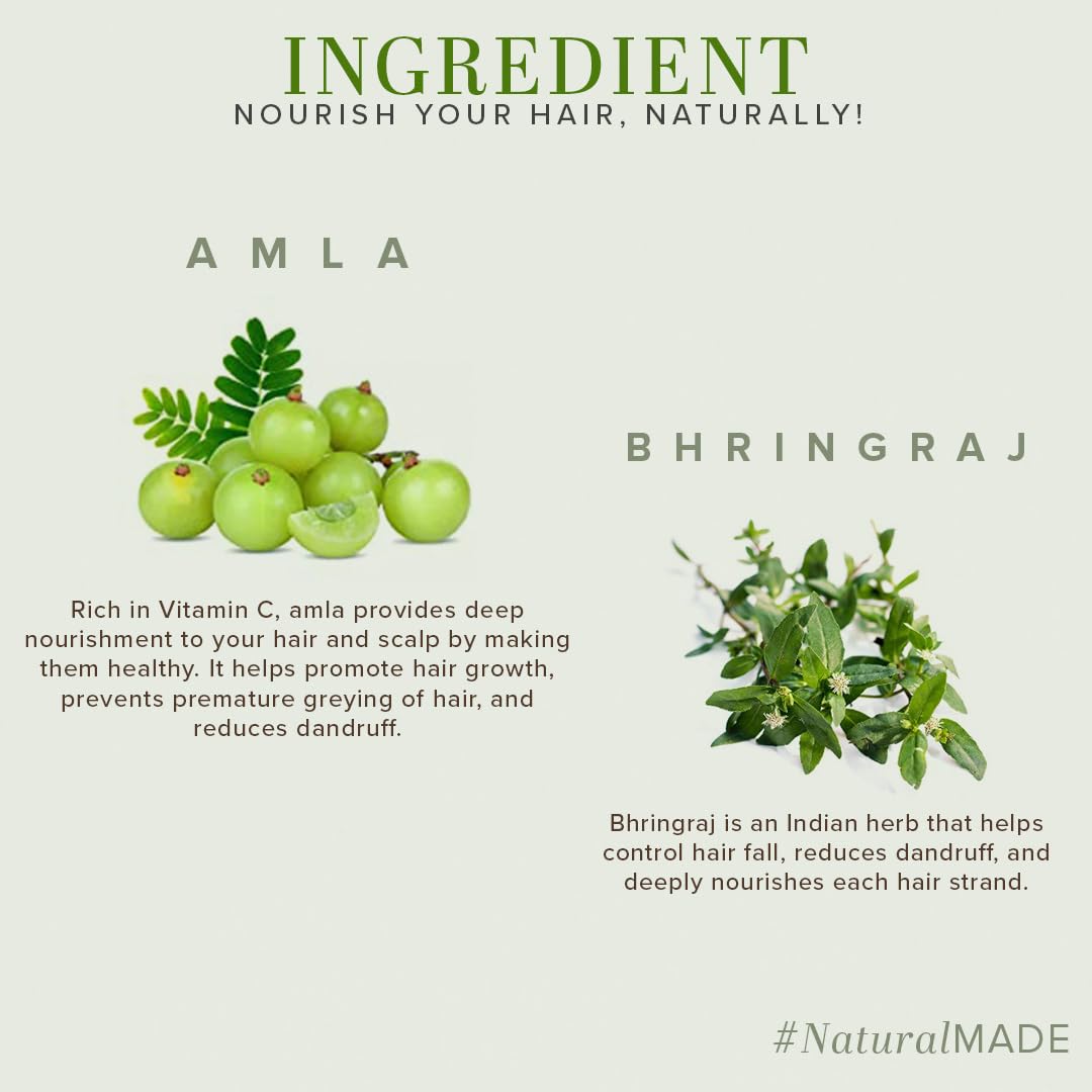 Khadi Natural Amla & Bhringraj Hair Shampoo | Anti-Dandruff Shampoo | Ayurvedic Shampoo for Hair Growth | SLS & Paraben-Free | Suitable for All Hair Types | Pack of 2 (210ml *2) (420ml)
