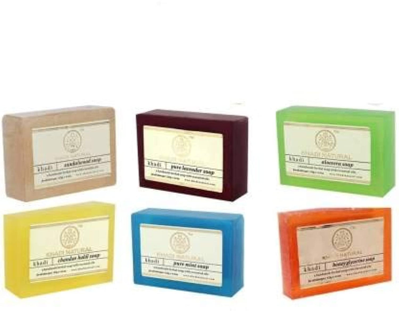 Khadi Mauri Herbal Assorted Ayurvedic Soaps Combo For Glowing Skin, 125 Gm (Pack Of 6)
