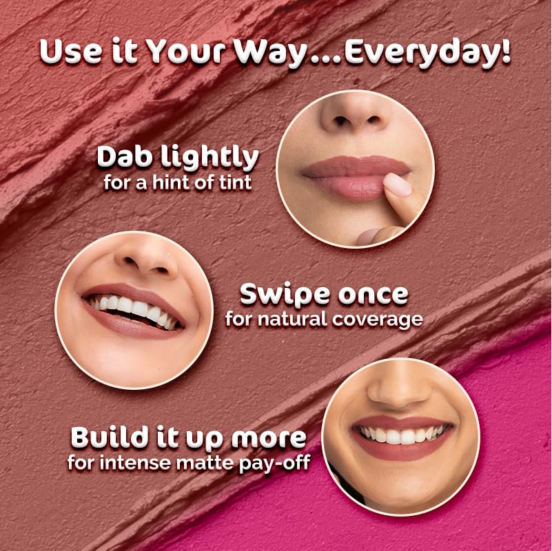 Mamaearth Soft Matte Long Stay Lipsticks with Jojoba Oil & Vitamin E for 12 Hour Long Stay - 06 Petal Pink - 3.5 g