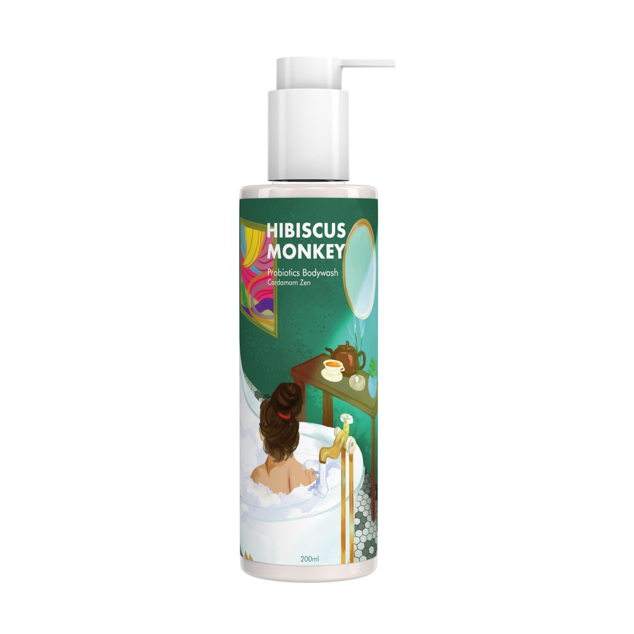 HIBISCUS MONKEY Probiotics Body Wash|100% Plant Derived|Sensitive Skin Friendly, Dermatologist Tested, Ph Balanced|Artificial Fragrance Free, No Synthetic Surfactants, No Sles/Sls, Paraben Free|200Ml