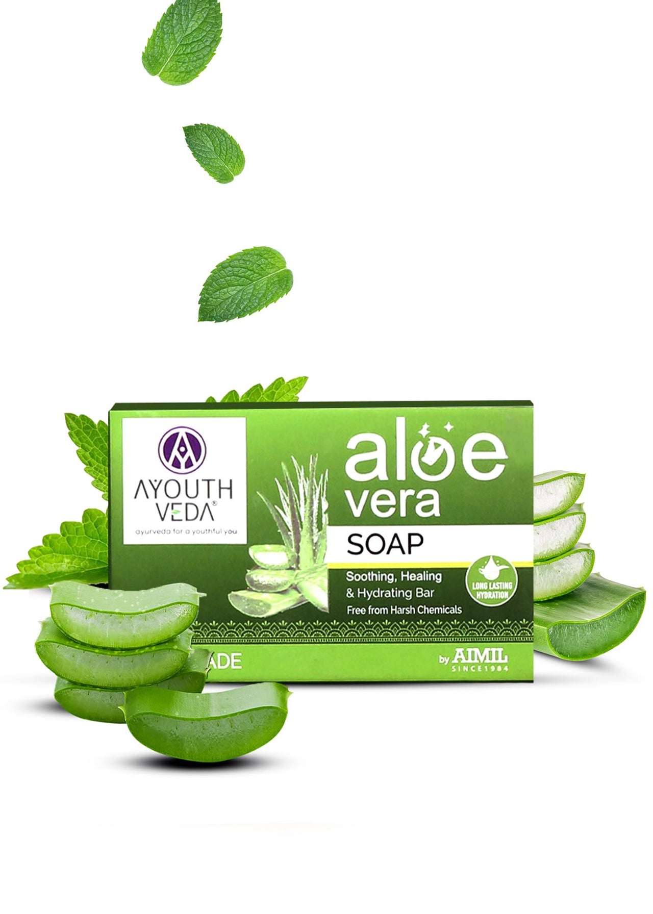 Ayouthveda Aloe Vera Bathing Bar for Nourishes & Hydrate the Skin (Pack of 3, 100g each)
