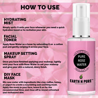 Earth N Pure Natural Rose Water 100Ml | Distilled from Roses with Nothing Artificial, Ideal for Oil Control, Balancing Skin pH level, Glowing Skin, Face mist & Tonner.