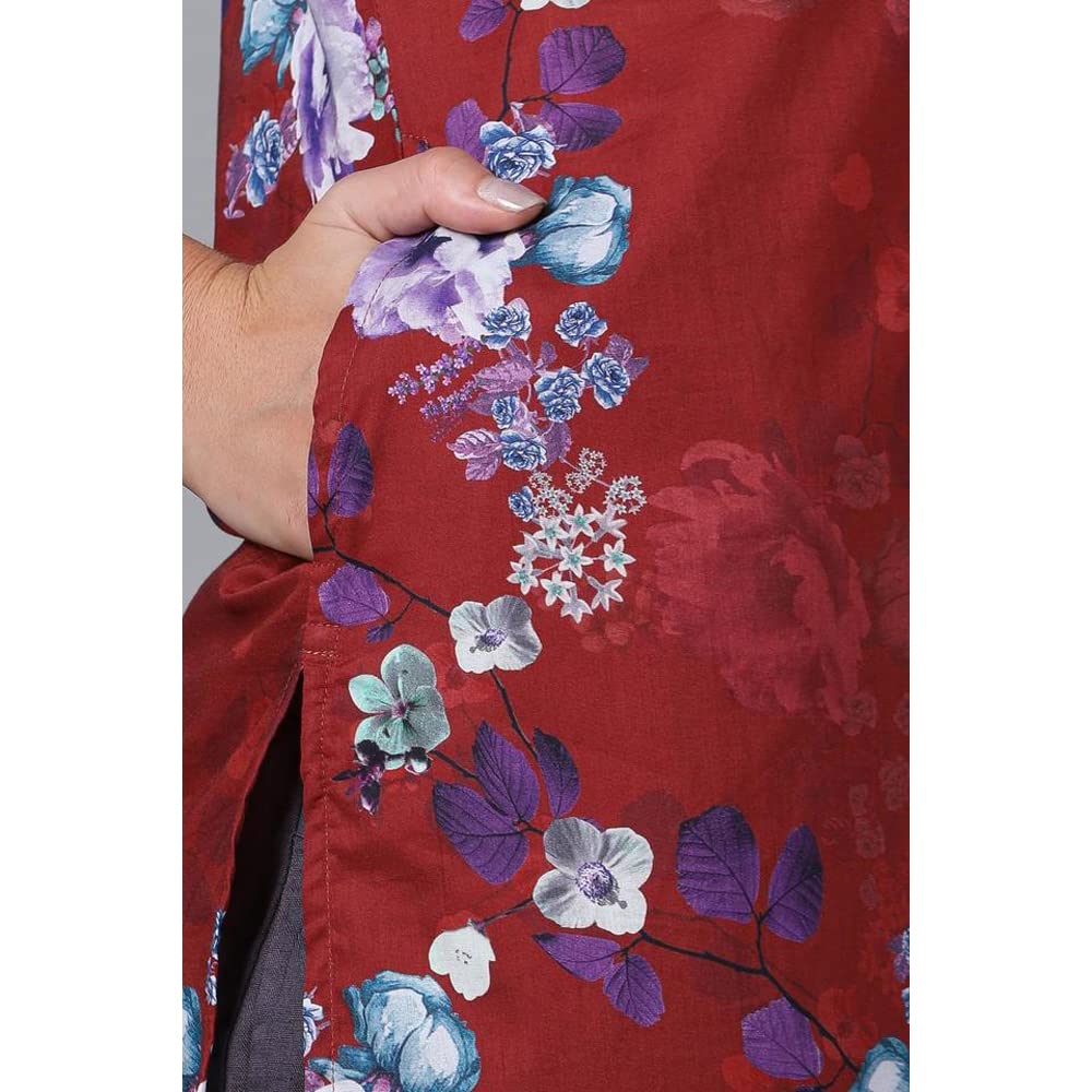 in. fuse by Shoppers Stop Mandarin Neck Printed Cotton Women Straight Fit Kurta