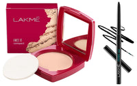 Lakmé Eyeconic Black Kajal, Matte Kohl Liner In A Twist Up Pencil - Waterproof, Smudge Proof & Long Lasting Eye Makeup, 0.35 G&Lakmé Face It Compact, Pearl, 9 G, Brown