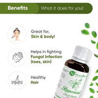 Naturalis Peppermint Essential Oil - Pure Therapeutic Grade Peppermint Oil For Hair, Skin Care, Steaming, Diffuser & Aromatherapy - Soothing Relief - 30Ml