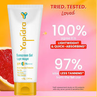 Yapidra Sunscreen Gel SPF 55 PA+++ | Lightweight, Non-Oily & Non-Greasy | Moisturizing, Non-White Casting, Water-Resistant | Broad Spectrum UV Protection | For All Skin Types | 50g