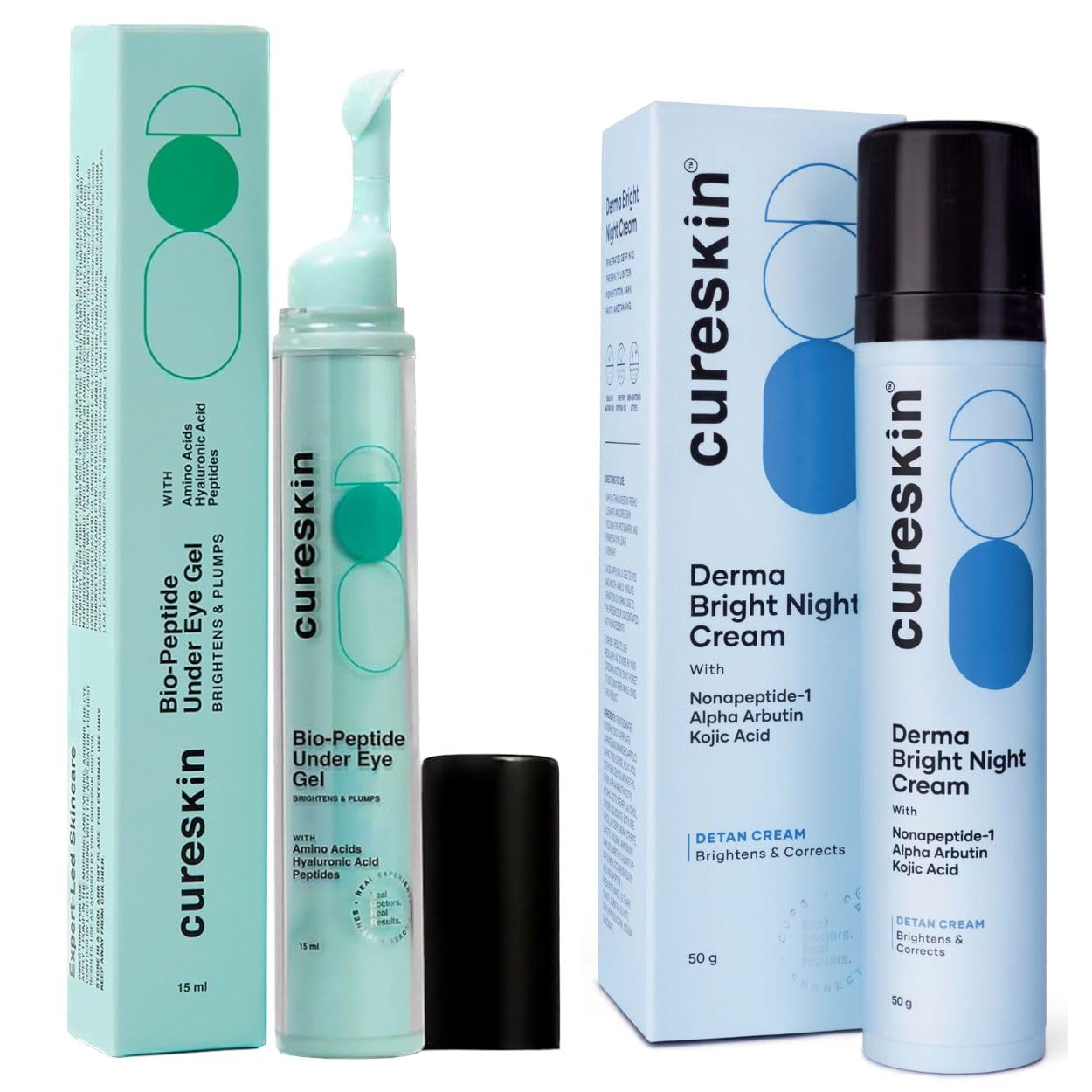 Cureskin Brightening Combo Detan Pack | Tan Removal Cream | Skin Brightening Cream | Under Eye Gel for Men and Women | Dark Circles Removal