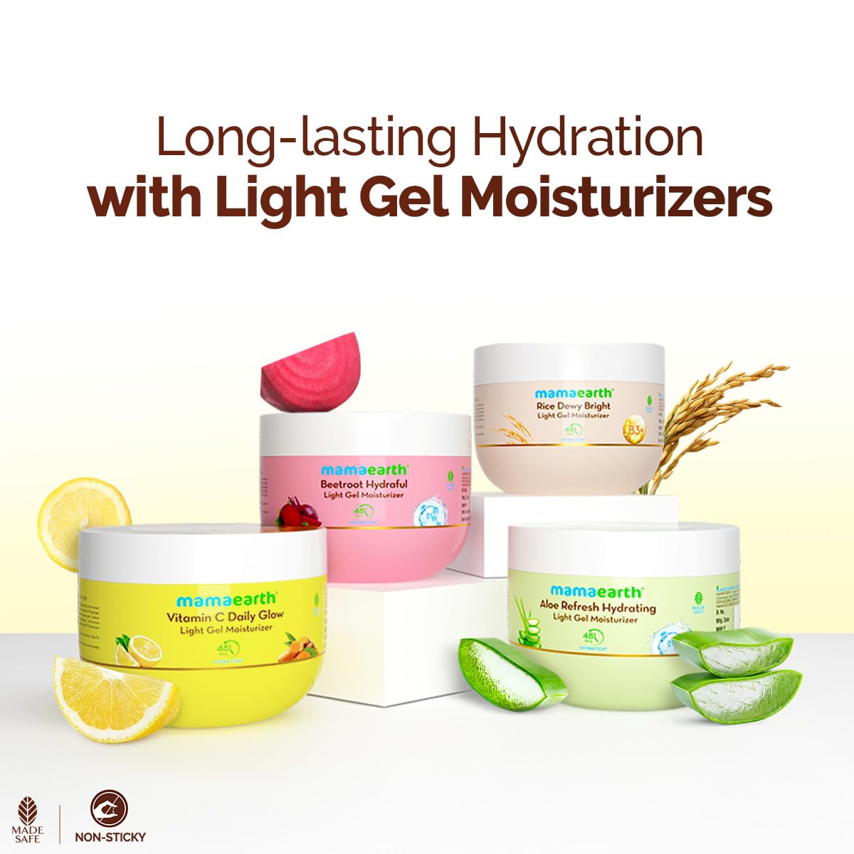 Mamaearth Vitamin C Daily Glow Light Gel Moisturizer with Vit C & Turmeric for Skin Brightening 200g |Long-lasting, Nonsticky Hydration | Oilfree, Lightweight &Quick-absorbing |Free from HarmfulChemicals