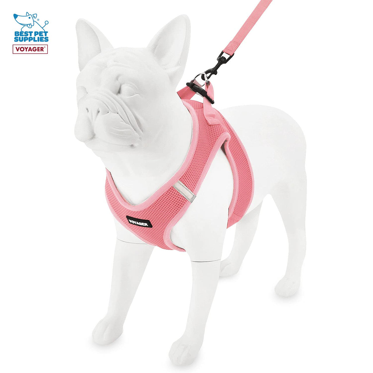 Voyager Step-in Air All Weather Mesh Harness and Reflective Dog 5 ft Leash Combo with Neoprene Handle, for Small, Medium and Large Breed Puppies by Best Pet Supplies - Harness Leash Set (Pink), M Harness Leash Set (Pink) M (Chest: 16 - 18")