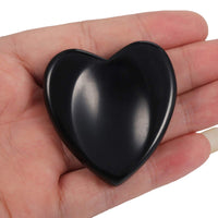mookaitedecor Black Obsidian Thumb Worry Stone, Pocket Palm Stones Crystal Healing Reiki Stress Relief Pack of 4, Heart Shape Black Obsidian(heart Shape)