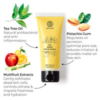 Brillare Professional Oil Away Natural Face Wash With Tea Tree and Turmeric (100 ML) & Brillare Real Mahabhringraj Oil with 14 Traditional Herbs Combo