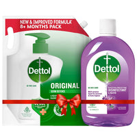 Dettol Liquid Disinfectant for Floor Cleaner, Surface Disinfection, Personal Hygiene (Lavender Blossom, 1L) & Dettol Liquid Hand wash Refill Original -1500 ml