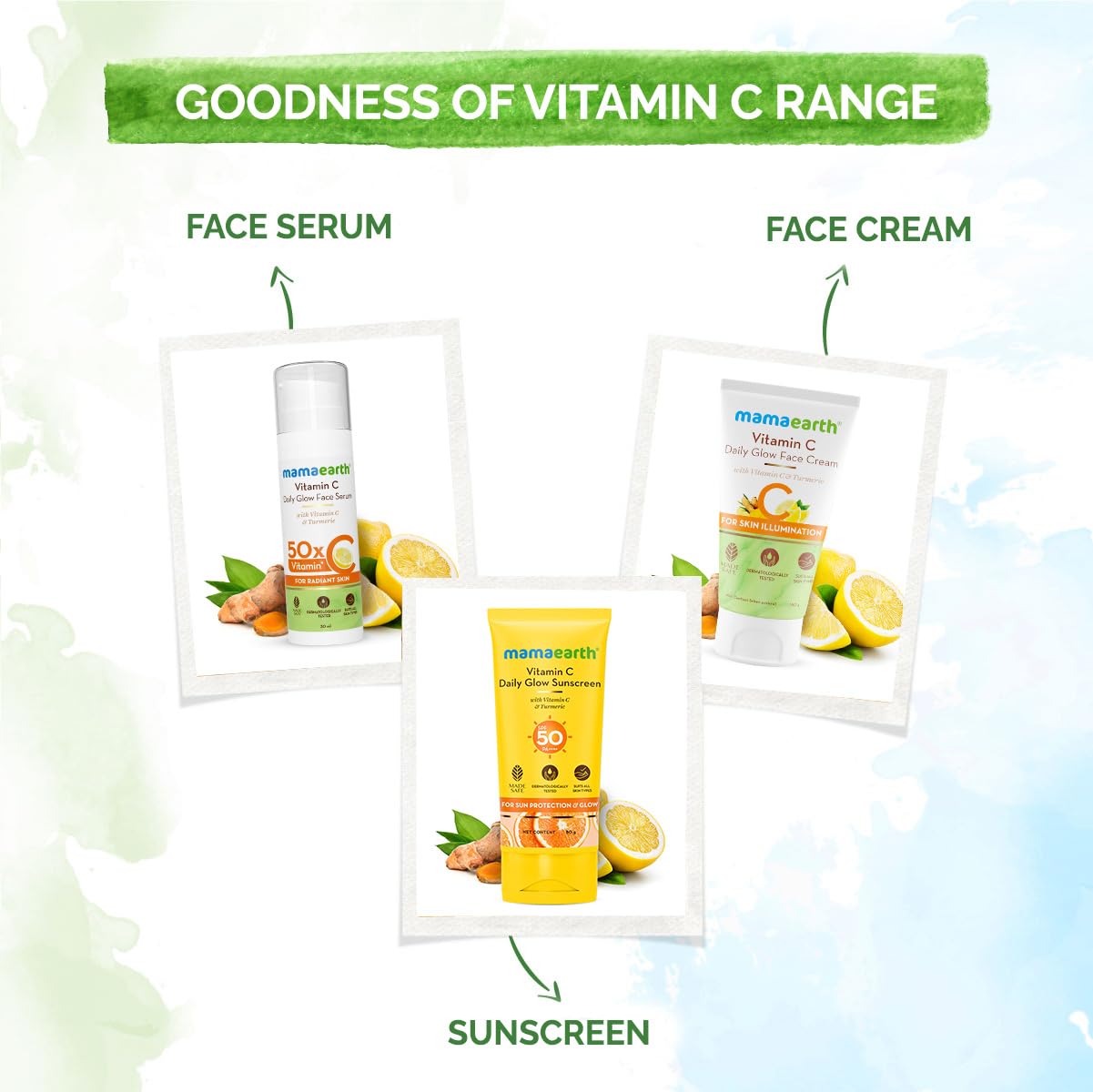 Mamaearth Vitamin C Daily Glow Sunscreen with Vitamin C & Turmeric | For Sun Protection, Tan Protection & Glow | SPF 50 & PA++++ Protection | No White Cast | Lightweight & Non-Sticky | Brightens Skin | For All Skin Types | 80 g