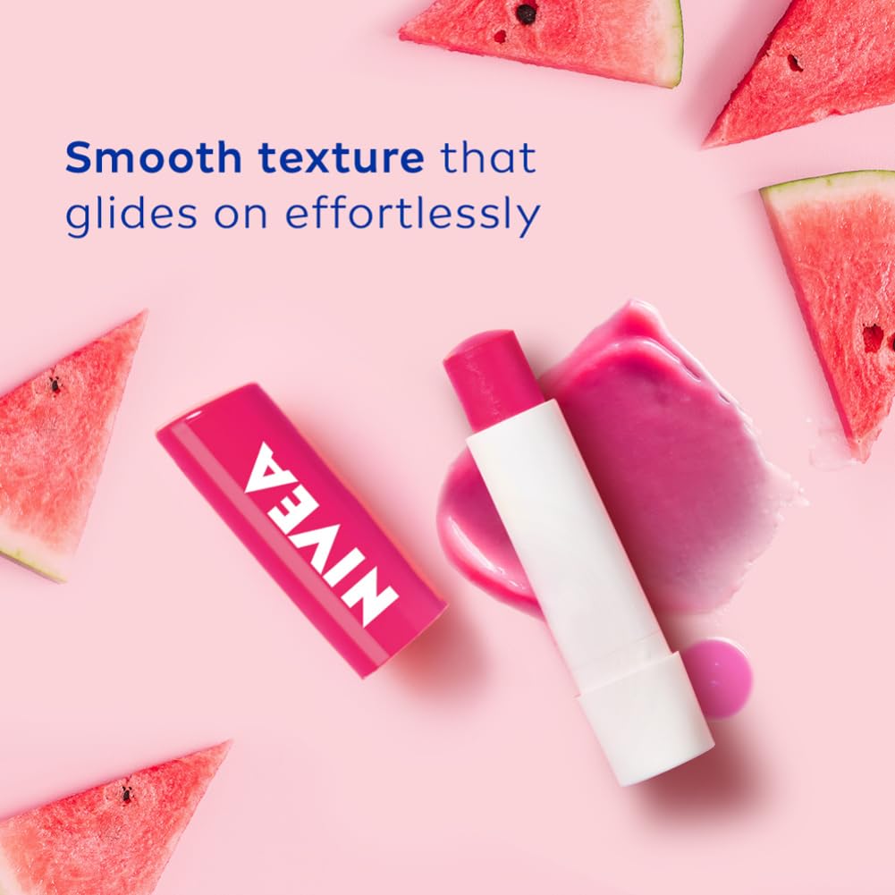 NIVEA Watermelon Shine 4.8g Lip Balm|24 H Melt in Moisture Formula|Natural Oils|Glossy Finish,4.8 g (Pack of 1)