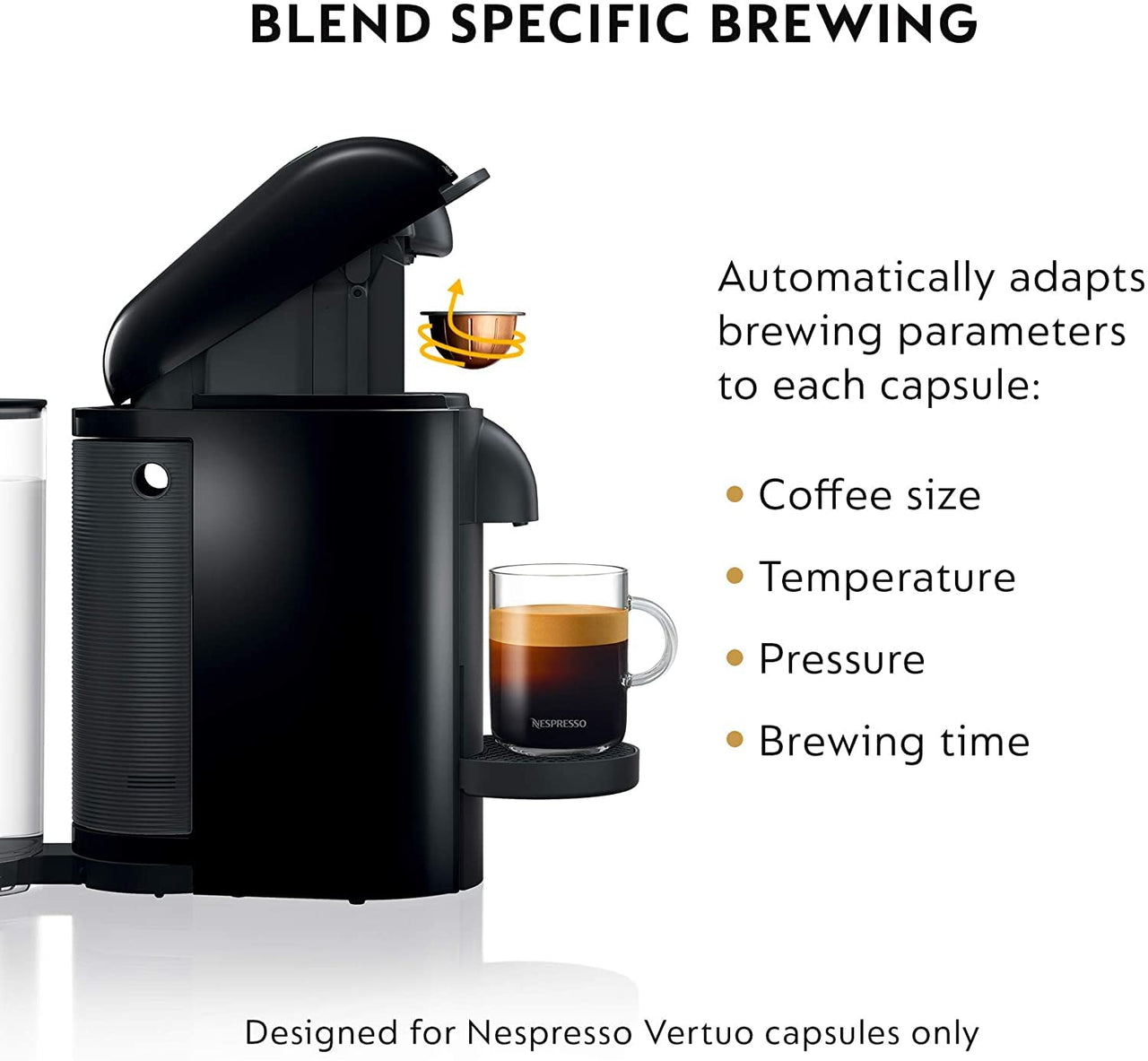 Nespresso Vertuo Plus Deluxe Coffee and Espresso Maker by Breville, Black Machine