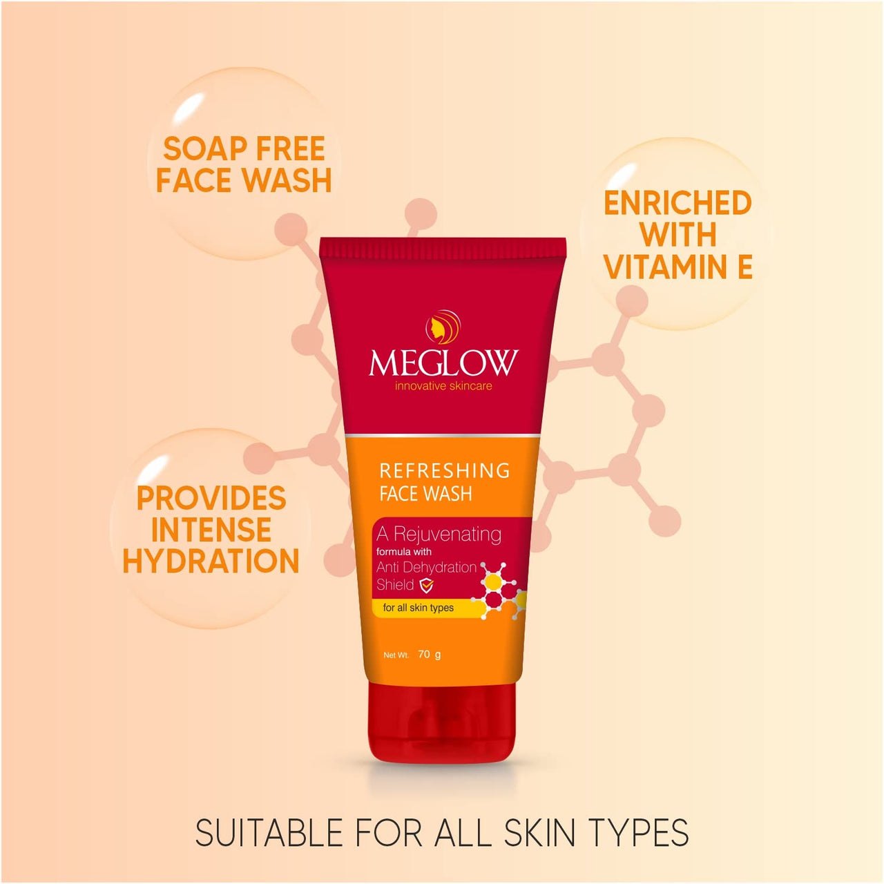 Meglow Skincare Combo Pack of 3-2p Refreshing Facewash & 1p Women Skin Birghtening Fairness Cream 50g for Women