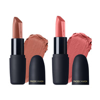 FACES CANADA Festive Glam - Weightless Matte Lipstick Pack of 2 - Buff Nude & Peach Candy (4.5gx2) | Highly Pigmented Lip Color | Smooth One Stroke Glide | Moisturizes & Hydrates Lips