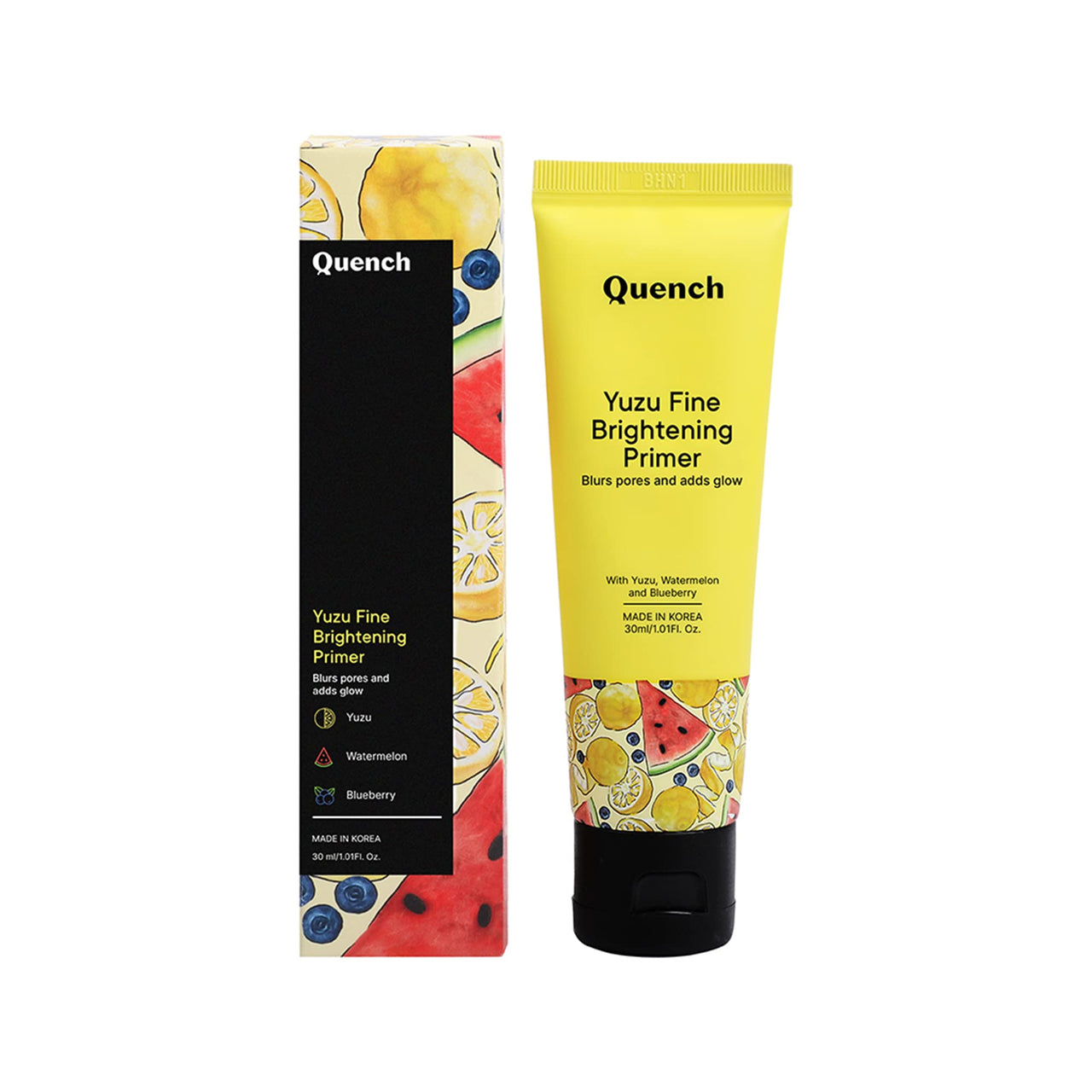 Quench Vitamin C Brightening Primer with Ultra Fine Shimmer Pigment | Gives Brighter, Dewy Complexion | Lightweight & Non-Sticky | Made in Korea (30ml)