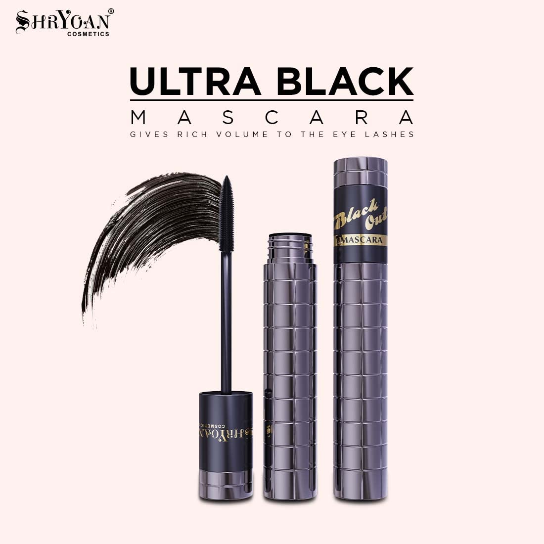Shryoan Black Out Mascara | Long Lasting & Volume Lashes with Smudge Proof & Waterproof, Intense Black Formula (10g)