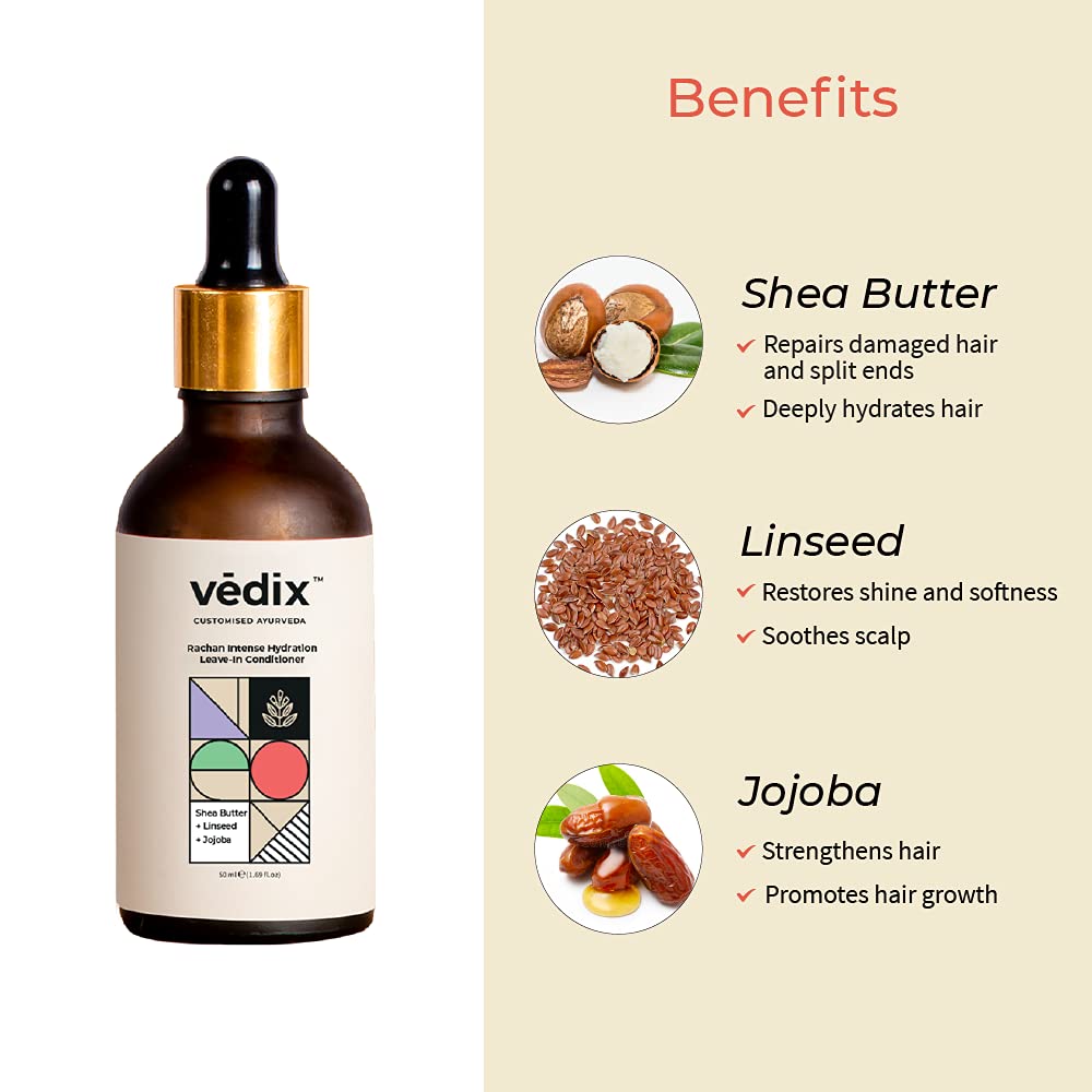 Vedix Sulfate Free Shampoo and Leave In Conditioner combo, Customized Ayurvedic Hair Care Combo for Frizz Free and Dry Hair, Intense Damage Repair Conditioner for Soft and Shiny Hair - 150 ml