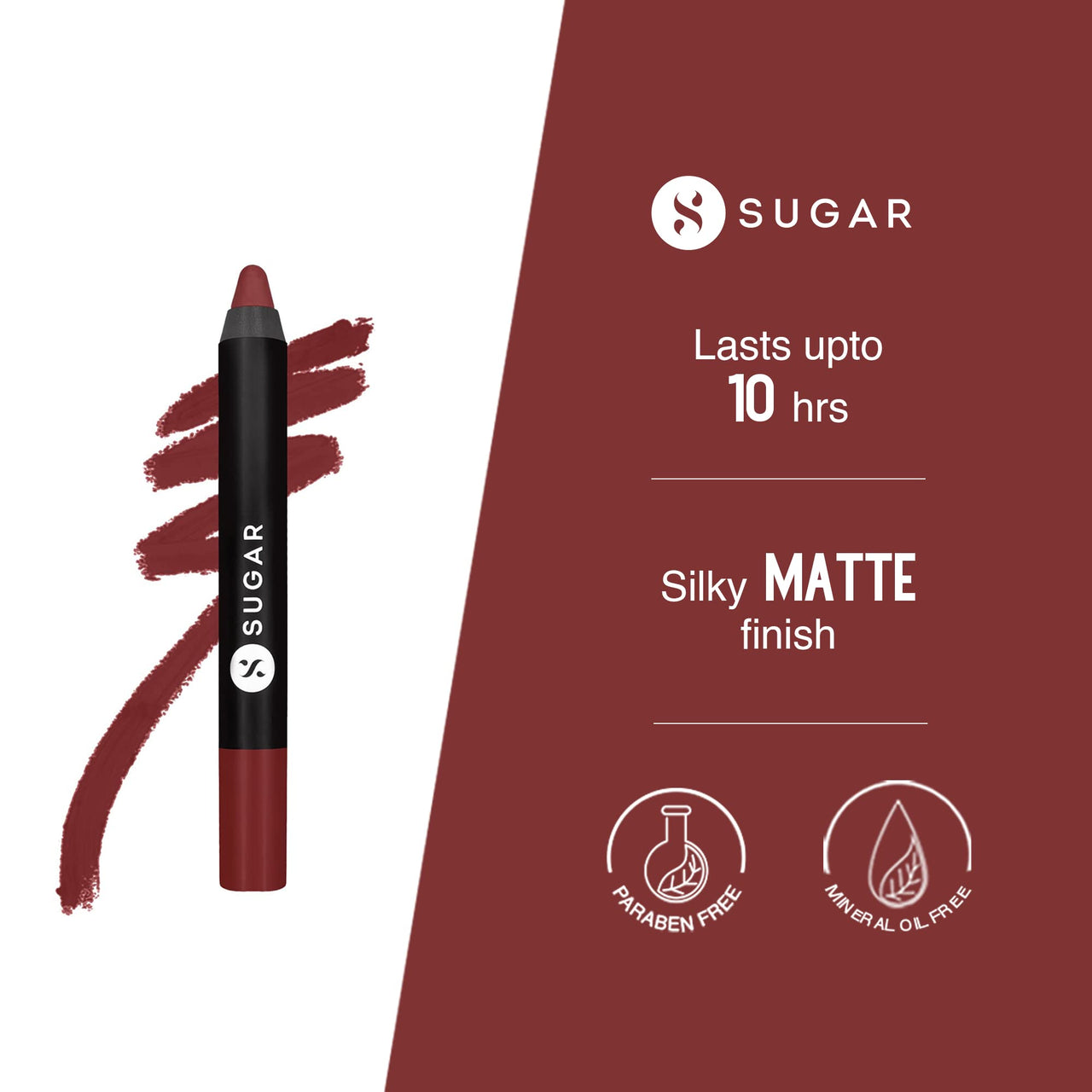SUGAR Cosmetics Matte as Hell Lip Crayon | Lasts upto 8hrs | Water Resistent Lipstick for Women | 2.5gm - 15 Stephanie Plum