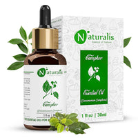 Naturalis Camphor Oil - Pure and Natural Steam Distilled Camphor Essential Oil for Skin, Hair and Aromatherapy - Camphor Mosquito Repellent - 30ml