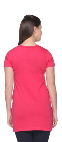 In Love Ladies Long Knee Length Chest Printed Side Slits Tshirts