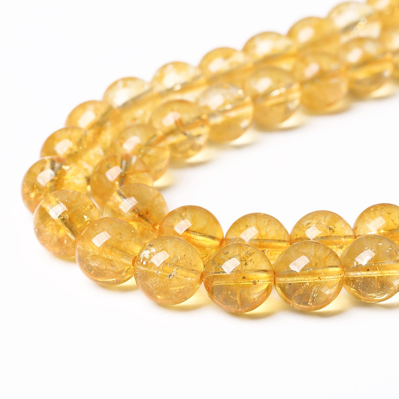 10mm 36Pcs Natural Citrine Beads for Jewelry Making Gemstone Round Loose Beads Crystal Energy Stone Healing Power DIY Bracelet Necklace 10mm