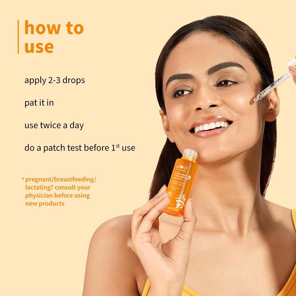 Plum 2% Alpha Arbutin & Hyaluronic Acid Face Serum | Fades Tan | Brightens Skin | Controls Melanin Production | with Yuzu Lemon & Licorice | Fragrance-Free | 100% Vegan | 30 ml