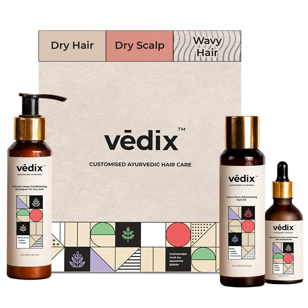 Vedix Customized Hair Fall Control Regimen For Dry Hair - Dry Scalp & Wavy Hair - Nuyantra Pro Hair Growth Serum X Dandruff Care