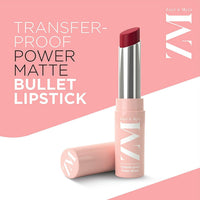 ZM Transfer-Proof Power Matte Bullet Lipstick, Vegan, 3.2 g (Burgundy Bliss)