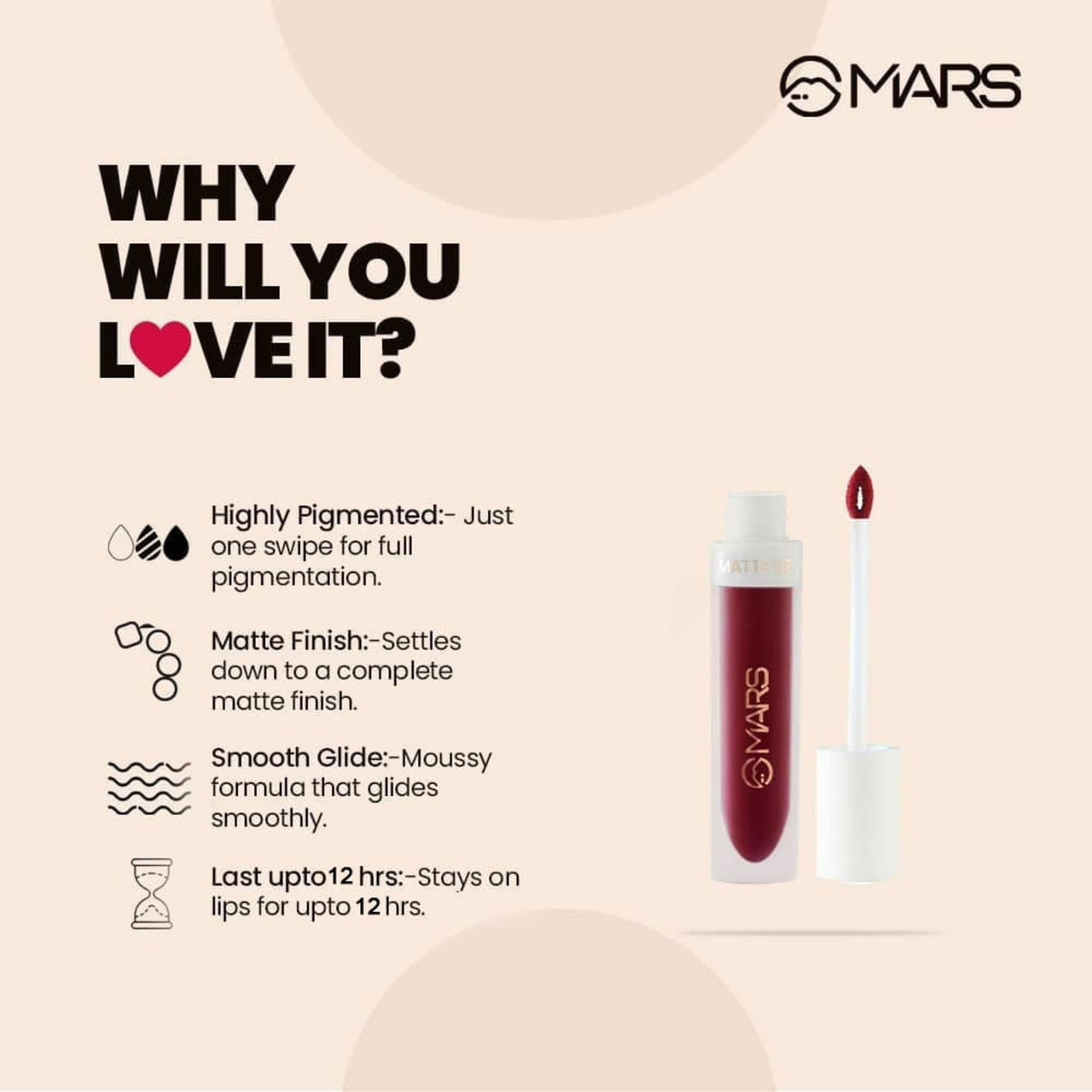 MARS Matte Liquid Lip Color | Long Lasting | Non-Transfer & Waterproof Lipstick for Women (4.5 ml) (03-Blow a Kiss) Matte Box Set of 3 Lipsticks for Women (3x3.2 gm) (04-Brown)