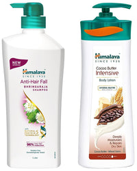Himalaya Anti Hair Fall Shampoo with Bringaraja, 1000 ml and Himalaya Herbals Cocoa Butter Intensive Body Lotion, 400ml