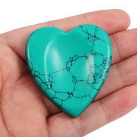 mookaitedecor Green Howlite Turquoise Thumb Worry Stone, Pocket Palm Stones Crystal Healing Reiki Stress Relief Pack of 4, Heart Shape Green Howlite Turquoise(heart Shape)