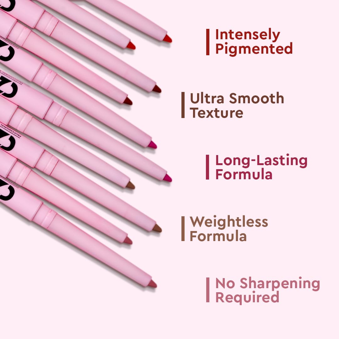 C2P Pro Ultra Define Lip Liner, One Swipe Smooth Application, Matte Finish, Long Lasting, Waterproof & Smudge Proof, Enriched with Jojoba Oil & Shea Butter, 0.27g (Bubblegum 03-Nude Pink)