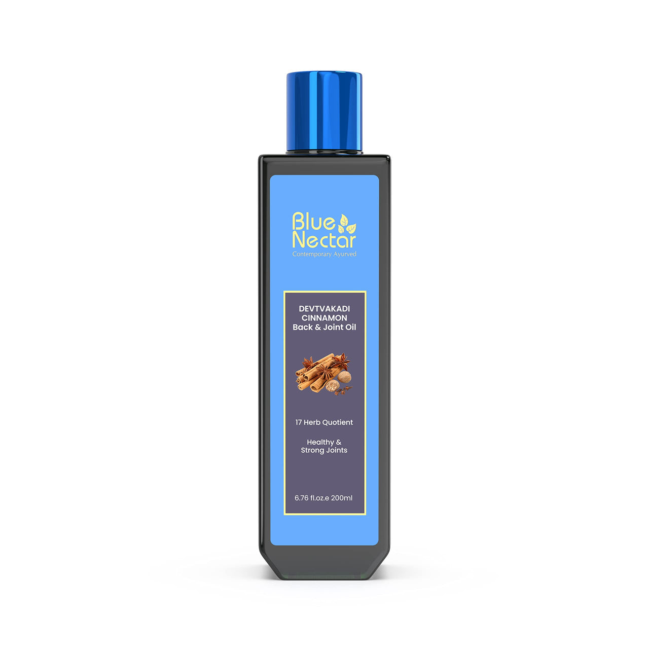 Blue Nectar Pain Relief Massage Oil with Natural Clove, Cinnamon & Mahanarayan Oils | Ayurvedic Oil Products for Ortho Relief from Joint Pain, Back Pain and Knee & Muscle Pain (17 Herbs, 200 ml)