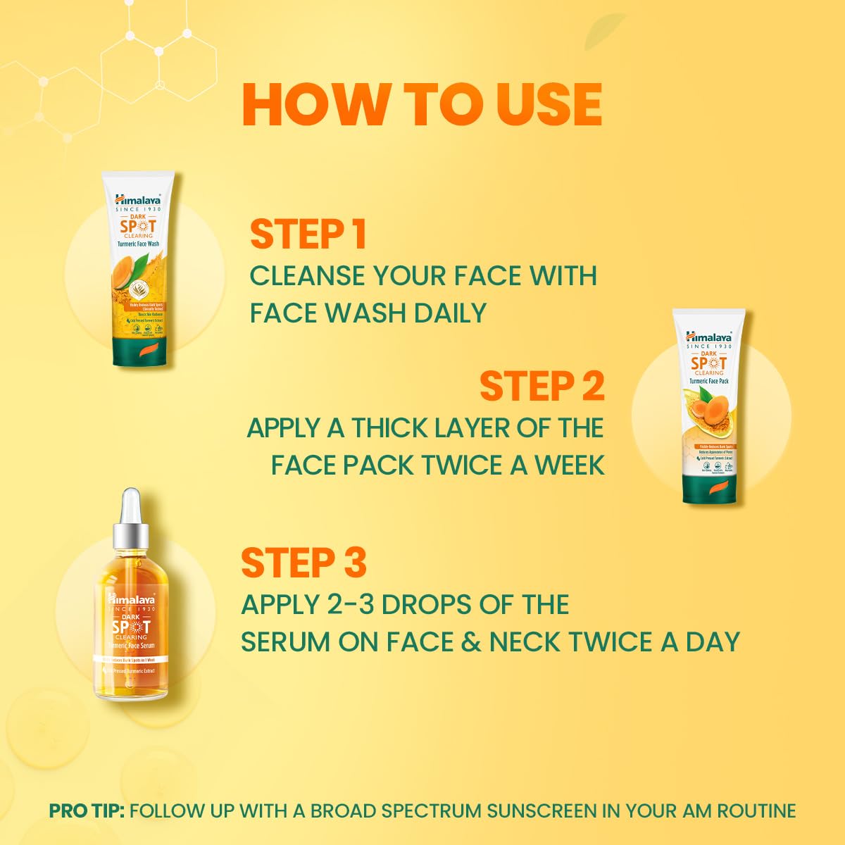 Himalaya Dark Spot Clearing Turmeric Kit (Pack Of 3) | 100% Organically Sourced Svarasa Turmeric | Free Jute Bag | Face Wash 100 Ml | Face Pack 100 Gm | Serum 30 Ml
