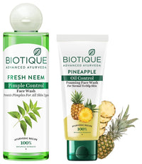 Biotique Bio Neem Purifying Face Wash, 200 ml And Biotique Bio Pineapple Oil Control Foaming Face Wash, 150ml