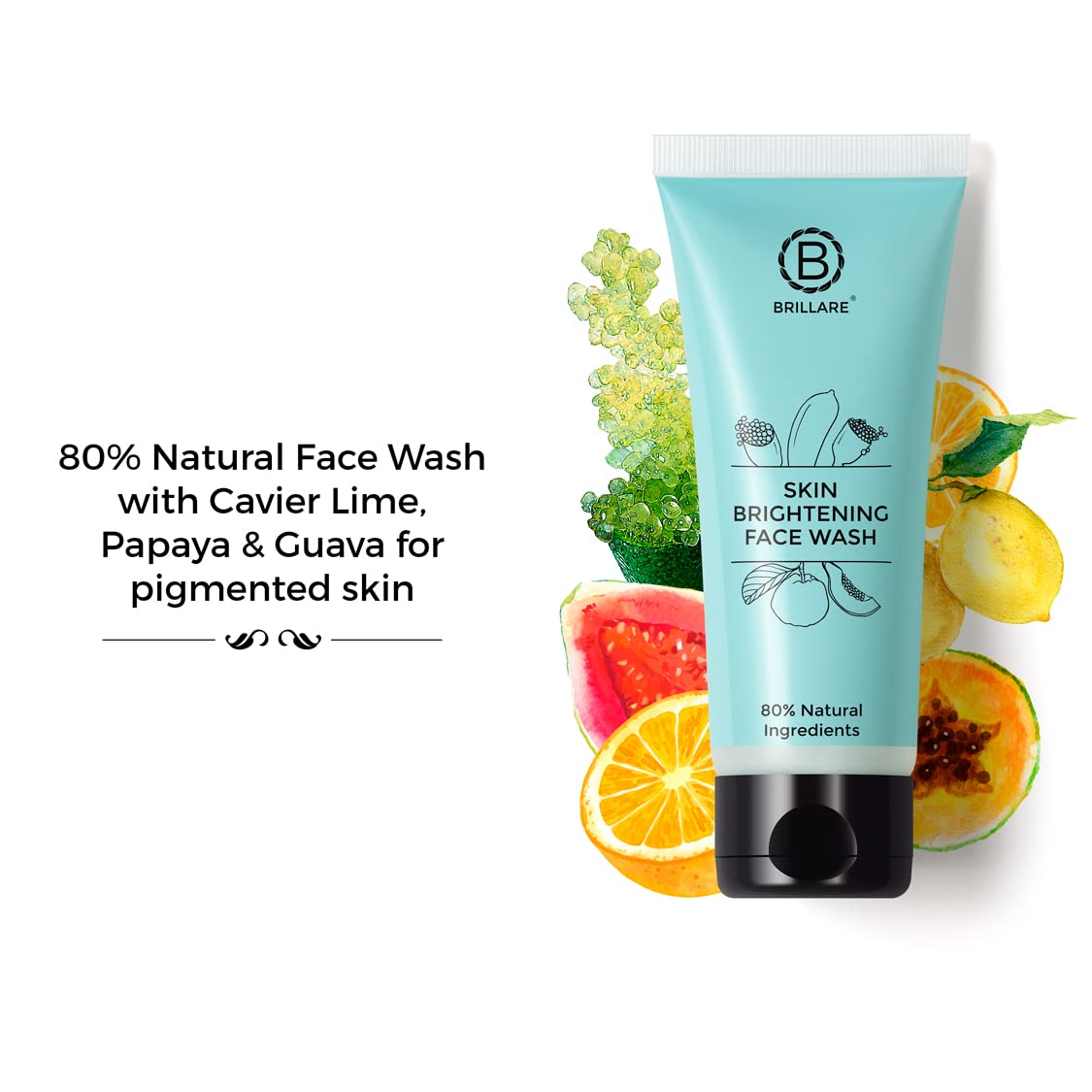 Brillare Professional Skin Brightening Natural Moisturiser With Lime Cavier and Papaya (50 ML) & Brillare Professional Skin Brightening/Lightening Face Wash, 100 ml Combo
