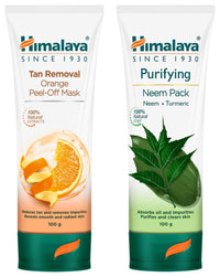 Himalaya Herbals Tan Removal Orange Peel-off Mask, 100g & Himalaya Herbals Purifying Neem Pack, 100g Packaging might differ