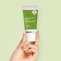 The Derma Co Kojic Acid + Glutathione Daily Syndet Brightening Soap With Kojic Acid & The Derma Co Ceramide + Ha Intense Face Moisturizer, Dry Skin Moisturiser - 25 Gm