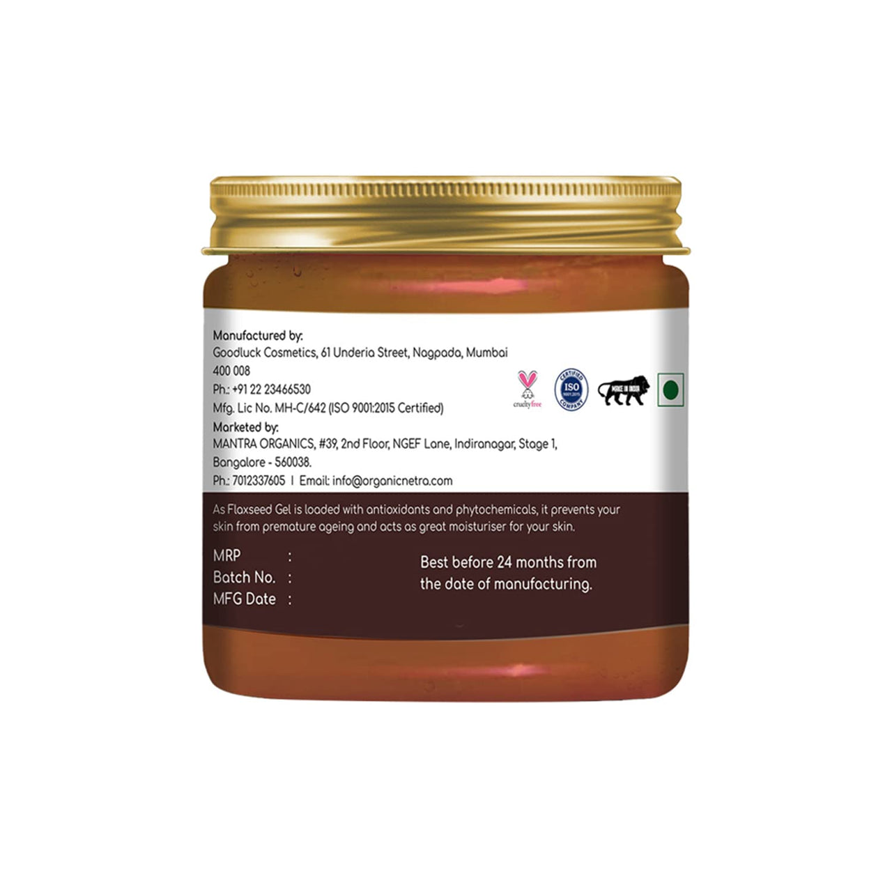 Organic Netra Pure Flaxseed Gel 200g and Organic Netra Sindoor/Kumkum Paste -8gm