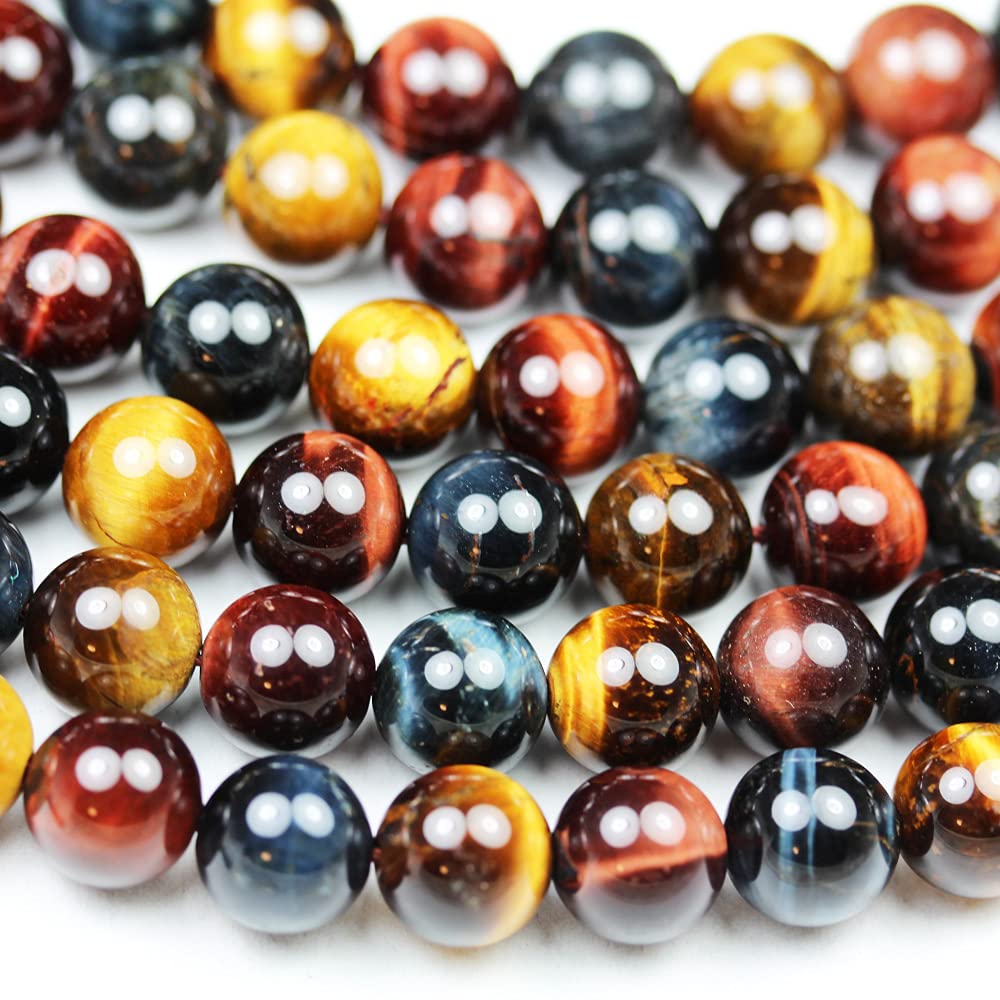 Crystals for Jewelry Making Energy Healing Crystals Jewelry Chakra Crystal Jewerly Beading Supplies 15.5inch About 46-48 Beads Mixed Tiger Eye 8MM