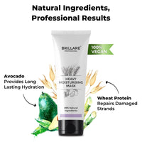 Brillare Professional Heavy Moisturising Mask | Repairs Dry & Damaged Hair | Combats Frizz & Scalp Dryness | Makes hair Smooth & Manageable | For Men & Women (125 g)