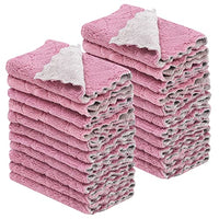 Rachan 11Pack Kitchen Dish Cloths, Reusable Dish Towels, Nonstick Oil Washable Fast Drying, Super Absorbent Coral Velvet Cleaning Cloths for Cleaning Tableware, Kitchen, Bathroom (Pink - green10 x 6